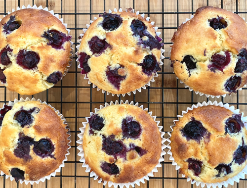 Photograph of blueberry and lemon muffins