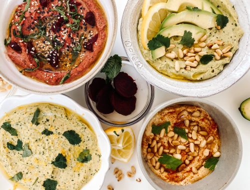Photograph of different Hummus