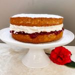 Victoria Sponge Cake with Fresh Cream and Strawberry Jam