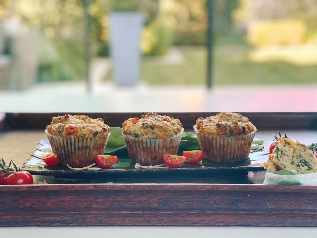 Photograph of Wild Garlic, Tomato and Cheddar Muffins