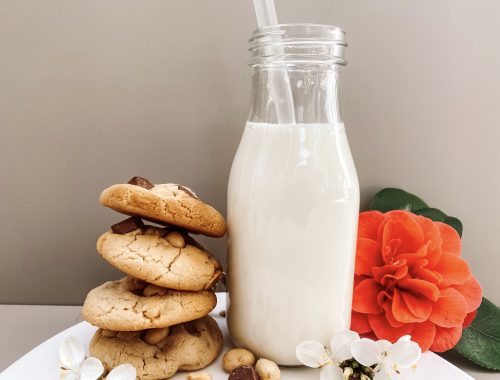 Photograph of Peanut Butter and Milk Chocolate Cookies with Salted Peanuts