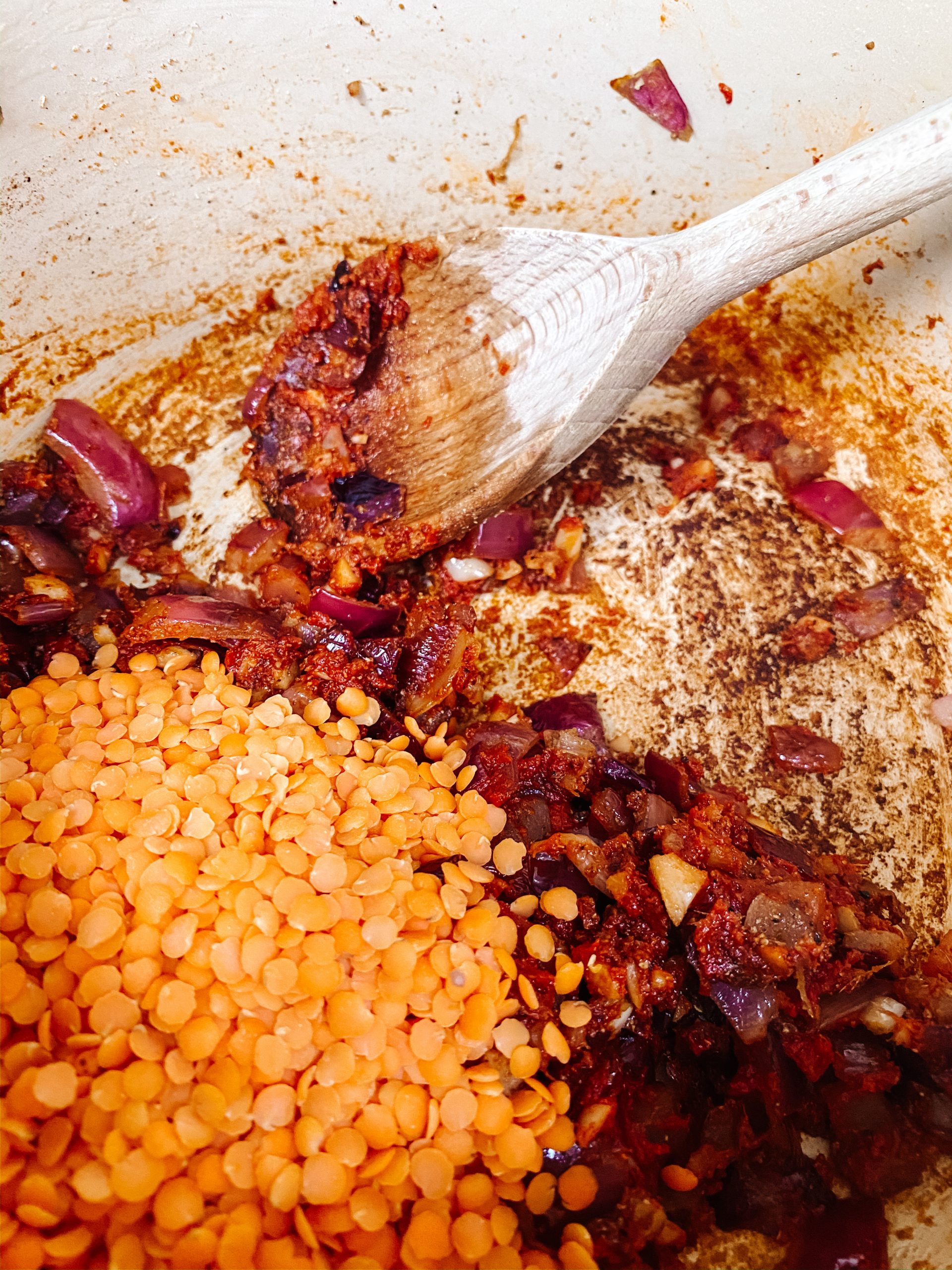 Middle Eastern Sweet Potato and Butternut Squash Stew with Red Lentils