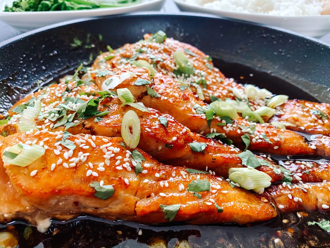 Photograph of Honey Garlic Salmon Fillets with Soy, Chilli and Lime