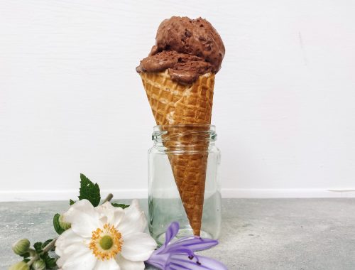 Photograph of Chocolate Ice Cream with Chocolate Chips - No Churn