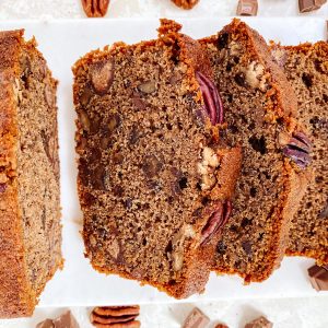 Photograph of Coffee and Chocolate Chunk Pecan Nut Loaf Cake