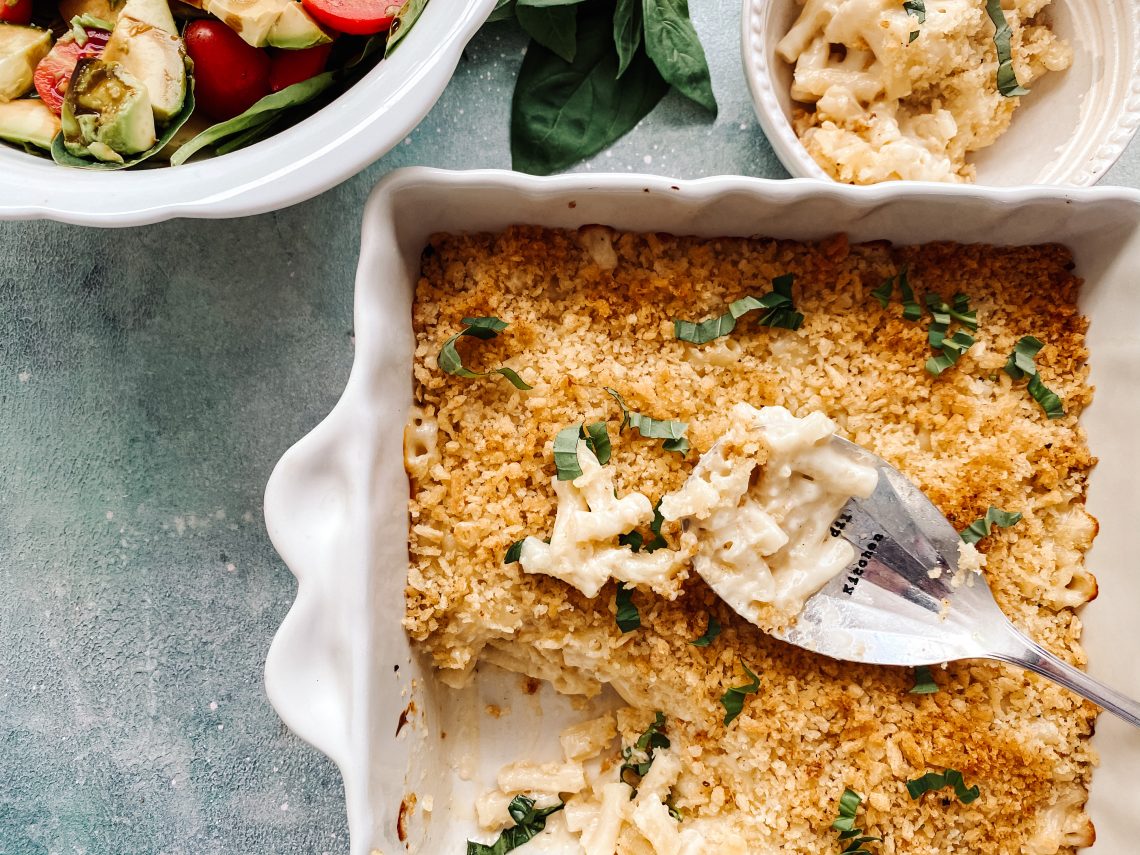 Photograph of Macaroni Cheese with a Crispy Breadcrumb Topping