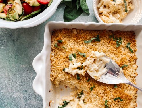 Photograph of Macaroni Cheese with a Crispy Breadcrumb Topping