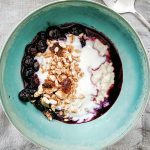 Porridge with Blueberry Sauce, Yoghurt and Granola