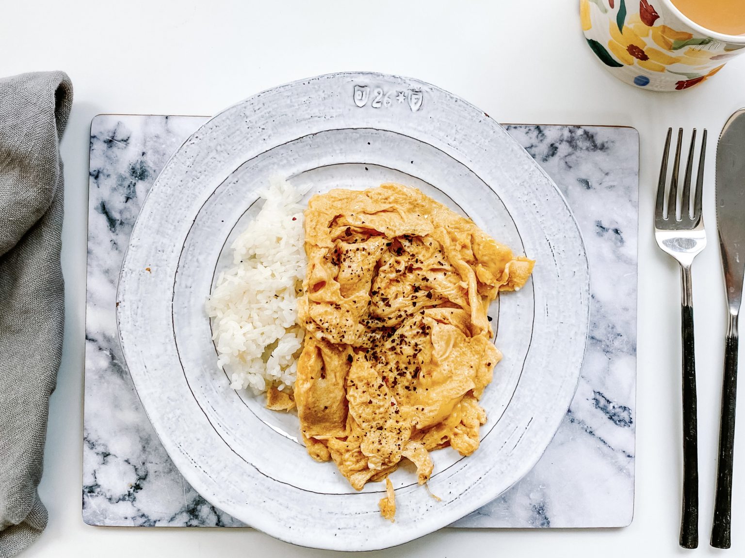 Japanese Scrambled Eggs with Sticky Rice, Smoked Dulse and Roast Nori