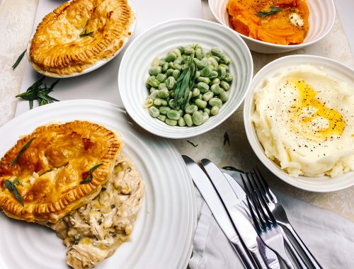 Photograph of Chicken and Leek Pie with Tarragon