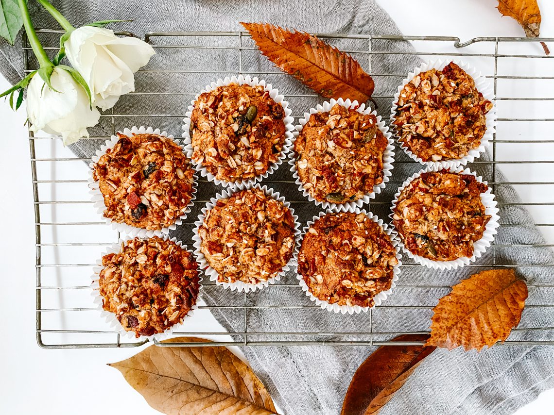 Photograph of Good Morning Muffins with Oats, Carrots, Apple, Raisins, Pecans and Autumn Spice