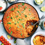 Chilli Topped with Cornbread, Red Onion, Red Pepper, Red Chilli and Garlic