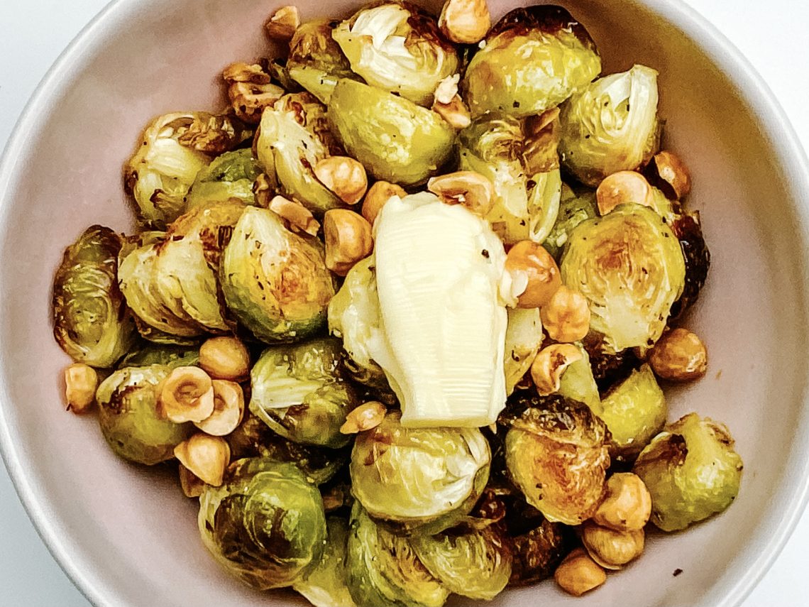 Photograph of Roast Brussels Sprouts with Hazelnuts