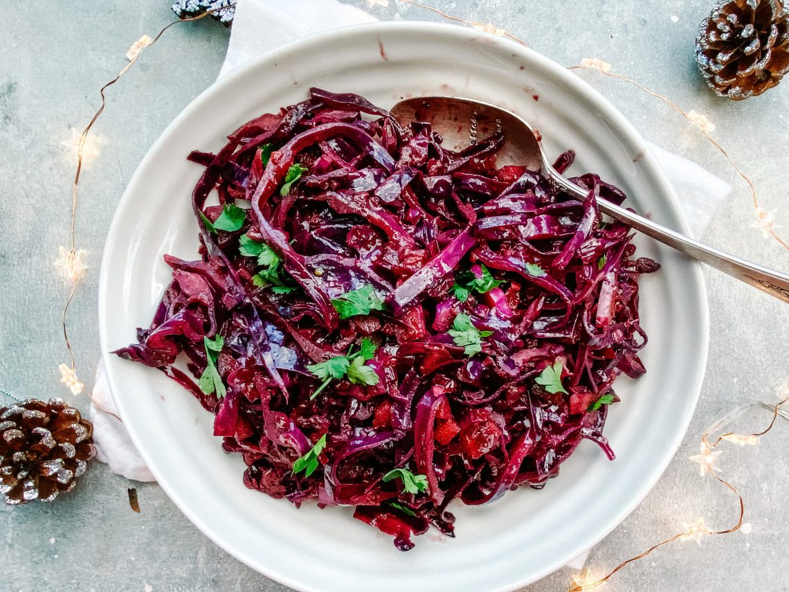 Photograph of Braised Red Cabbage with Port, Cranberries and Ginger