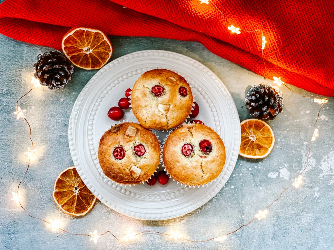 Photograph of White Chocolate, Cranberry and Orange Christmas Muffins