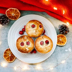Photograph of White Chocolate, Cranberry and Orange Christmas Muffins