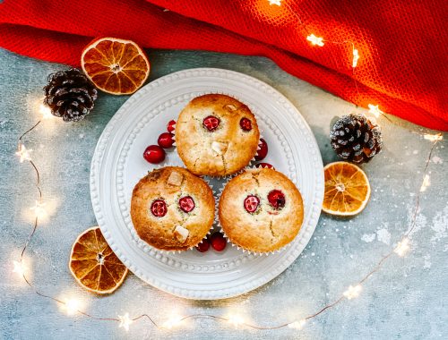 Photograph of White Chocolate, Cranberry and Orange Christmas Muffins