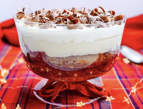Photograph of Raspberry and Almond Trifle with Amaretto