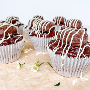 Photograph of Lebkuchen Cupcakes with Salted Whipped Chocolate Ganache