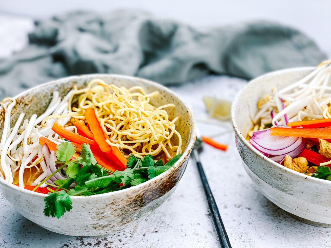 Photograph of Khao Soi Gai - Curried Coconut Chicken Curry with Two Types of Noodles