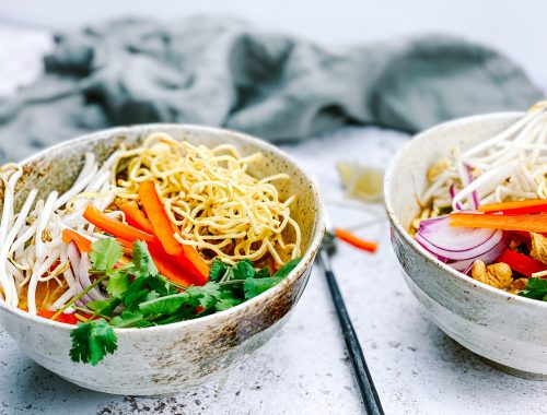 Photograph of Khao Soi Gai - Curried Coconut Chicken Curry with Two Types of Noodles