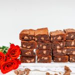 Photograph of Dark Chocolate Brownies with Chunks of Milk Chocolate