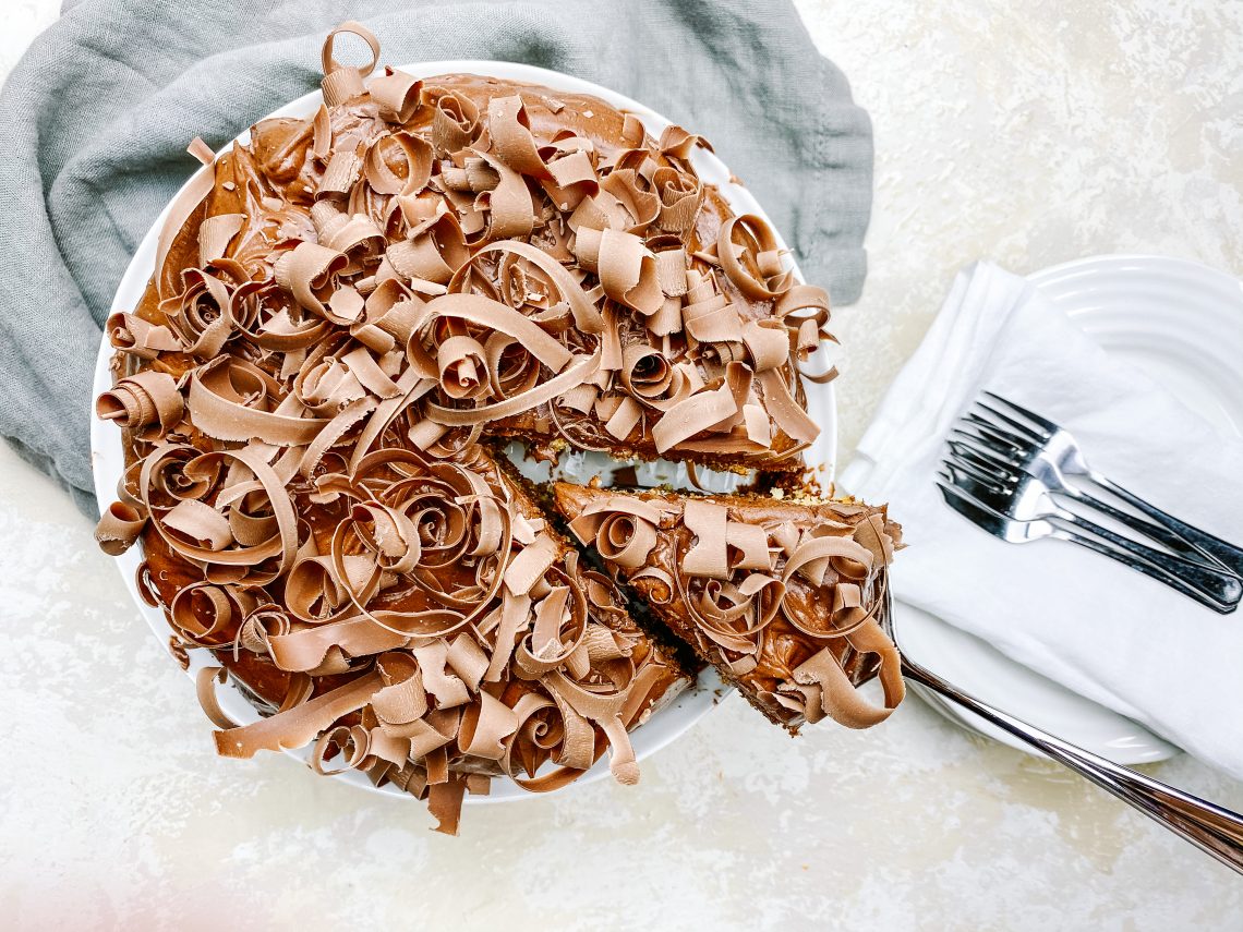 Photograph of Fresh Orange Cake with Chocolate Sour Cream Frosting