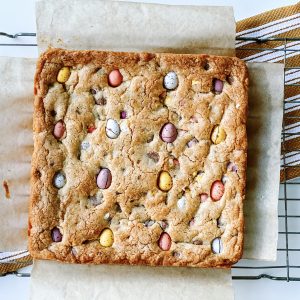 Photograph of Chocolate Mini Egg Cookie Bars