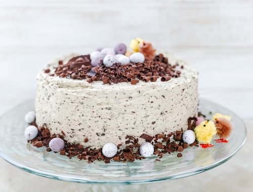 Photograph of Chocolate Cake with Mint Chocolate Buttercream Frosting