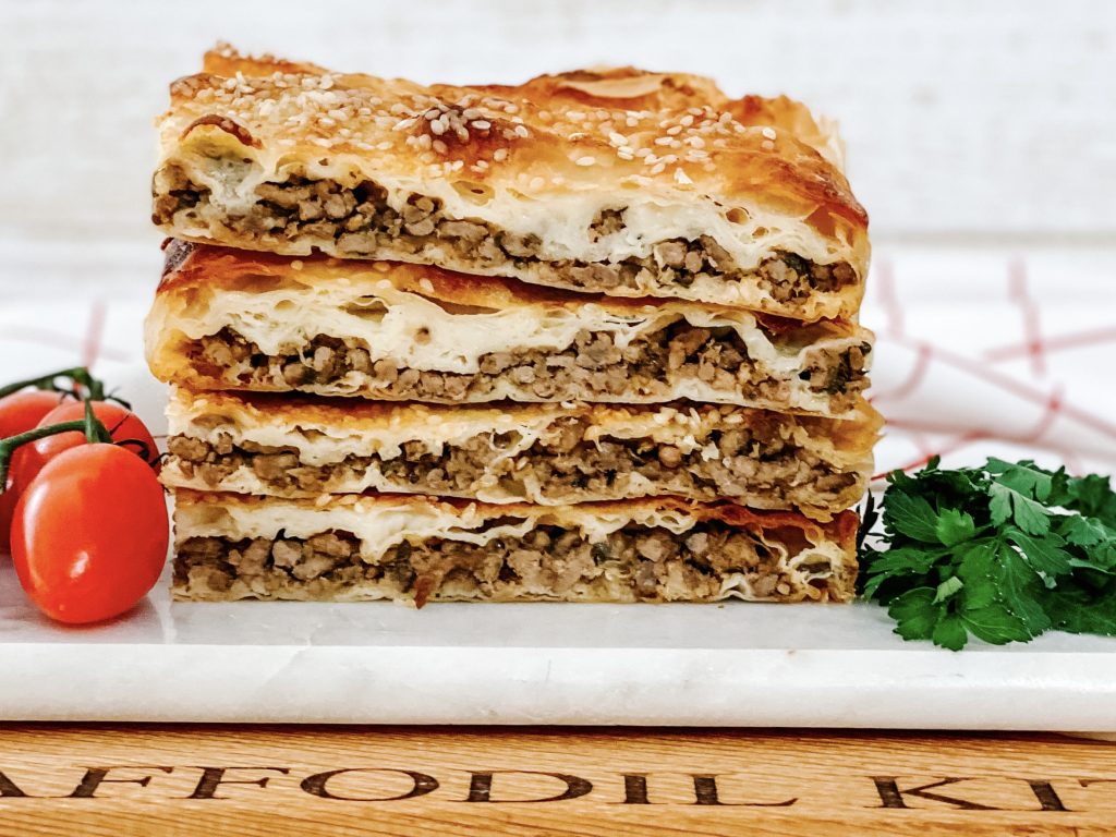 Photograph of Kiymaki Borek - Turkish Filo Pastry Minced Beef Pie