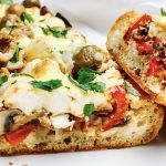 Olive Ciabatta Loaded with Red Pepper, Mushrooms and Feta Cheese