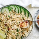 Photograph of Thai Egg Fried Rice with Crab and Chilli Sauce