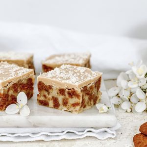 Photograph of White Chocolate and Biscoff Sticky Squares