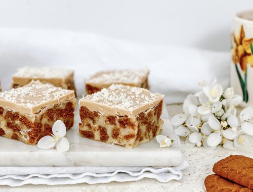 Photograph of White Chocolate and Biscoff Sticky Squares