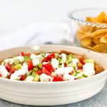 Baked Spicy 4 Cheese Dip with Tomatoes, Avocados and Soured Cream