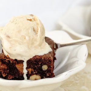 Photograph of Roast Hazelnut and Dark Chocolate Brownies with Milk Chocolate Chunks (Gluten-free)