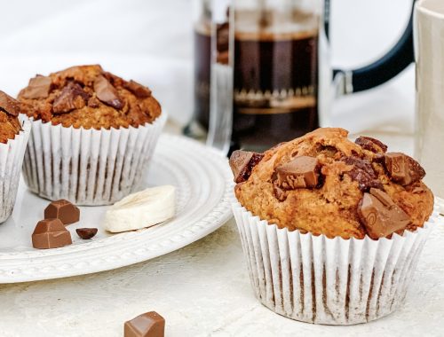 Photograph of Coffee and Banana Muffins with Milk Chocolate Chunks