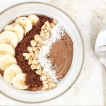 Chocolate, Banana, Peanut Smoothie Bowl with Peanut Butter and Date