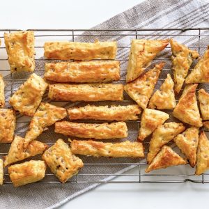Photograph of Cheese and Onion Puff Pastry Bites
