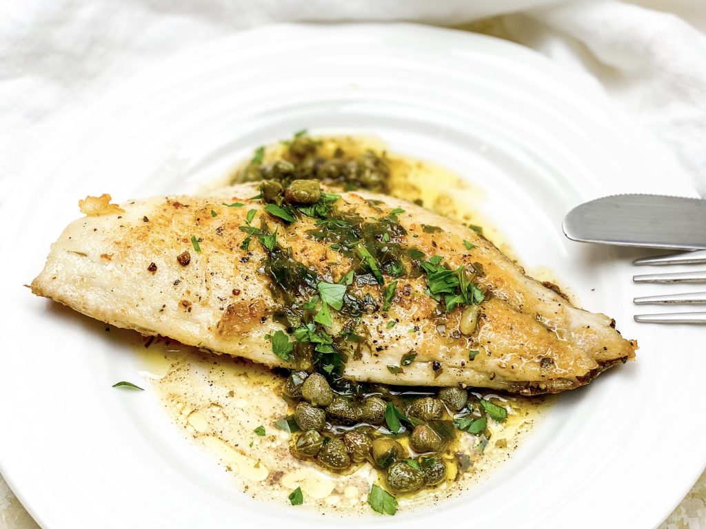 Photograph of Beurre Noisette with Lemon, Parsley and Capers