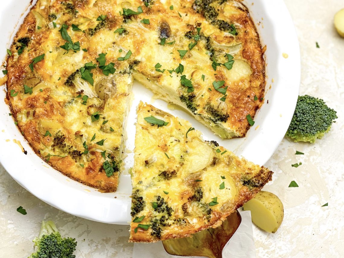 Photograph of Baked Broccoli and New Potato Frittata with Cheddar Cheese