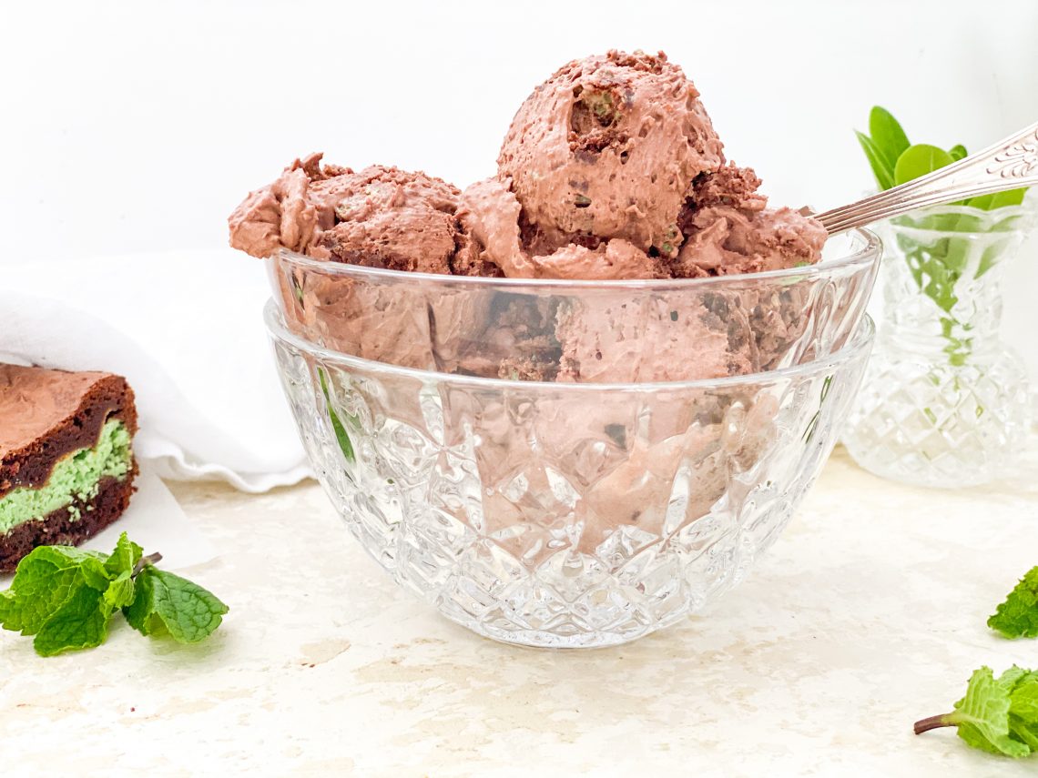 Photograph of Triple Chocolate Mint Brownie Ice Cream