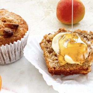 Photograph of Spicy Apricot Muffins with Vanilla and White Chocolate