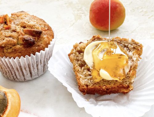 Photograph of Spicy Apricot Muffins with Vanilla and White Chocolate