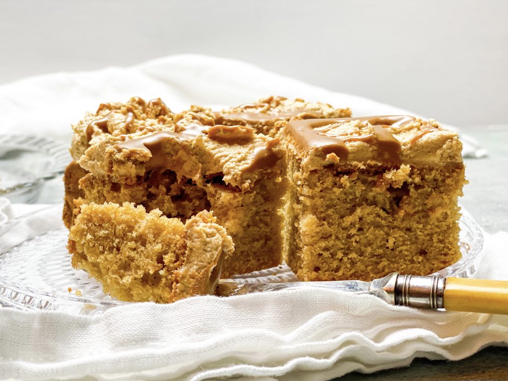 Photograph of Biscoff Slice with Brown Butter, Cream Cheese, Biscoff Frosting