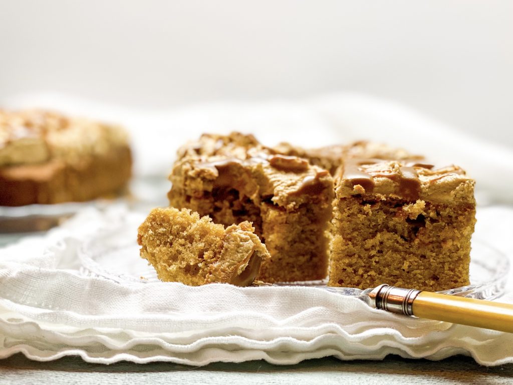 Photograph of Biscoff Slice with Brown Butter, Cream Cheese, Biscoff Frosting