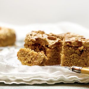 Photograph of Biscoff Slice with Brown Butter, Cream Cheese, Biscoff Frosting