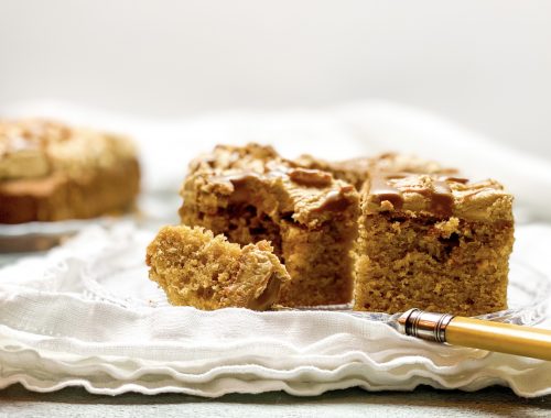 Photograph of Biscoff Slice with Brown Butter, Cream Cheese, Biscoff Frosting