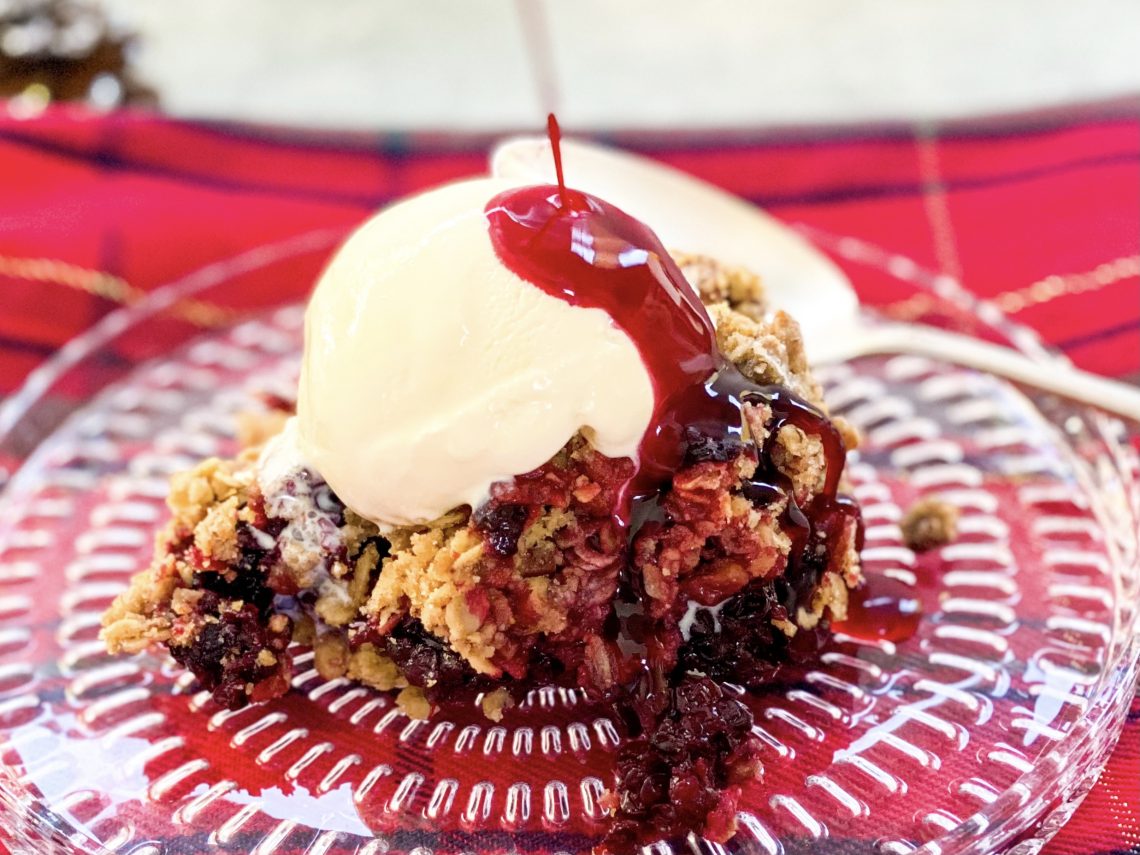 Photograph of Festive Blackberry Crumble with Brown Butter, Pecans and Oats