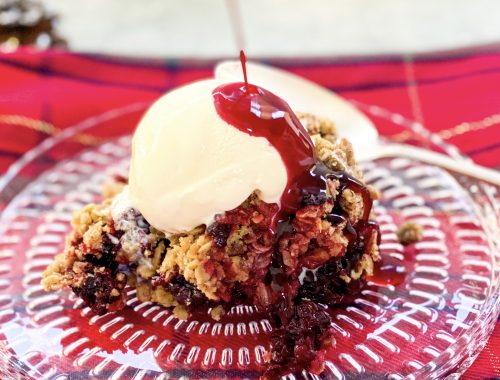 Photograph of Festive Blackberry Crumble with Brown Butter, Pecans and Oats